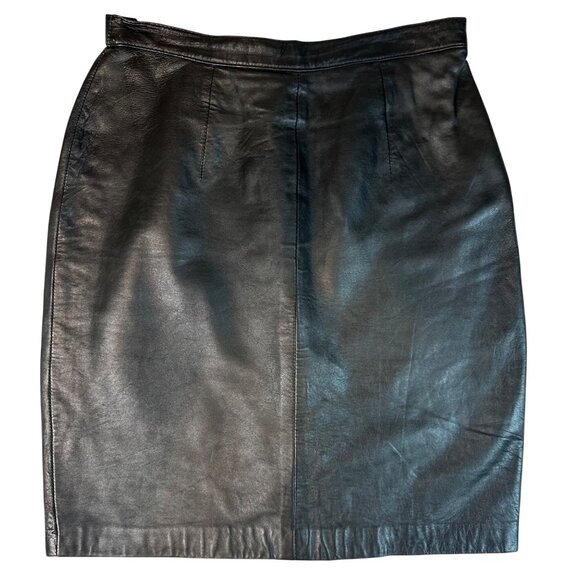 Vintage Morgan Taylor MT Studio Black Leather Pencil Skirt Size 8 Soft & Subtle - Picture 1 of 15